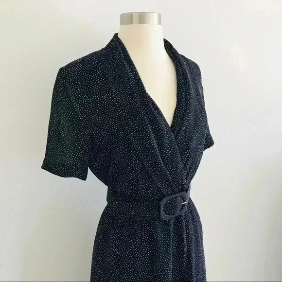Vintage Liz Claiborne Polka Dot Midi Dress Retro - Picture 3 of 9